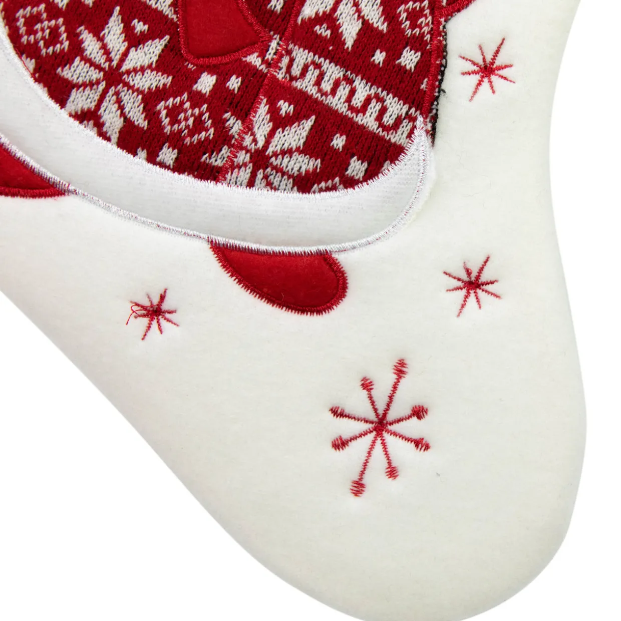 17" White and Red "Welcome" Snowman Embroidered Christmas Stocking