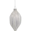 4.5" White and Silver Glitter Finial Glass Christmas Ornament