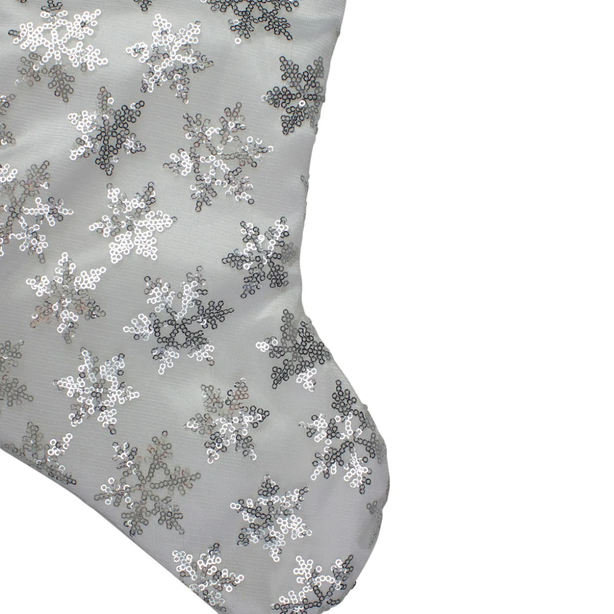 19 White and Silver Sequin Snowflake Christmas Stocking