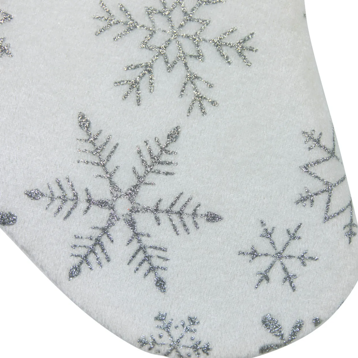19" White and Silver Snowflakes Christmas Stocking