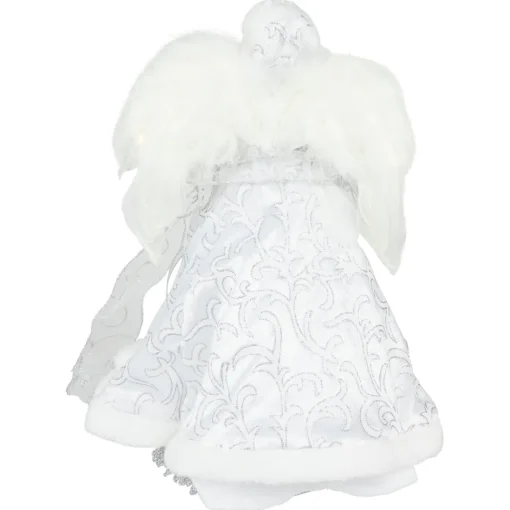 14" White Angel with Lighted Wings Christmas Tree Topper
