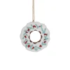 2.75" White Frosted Donut with Pine and Berry Christmas Ornament