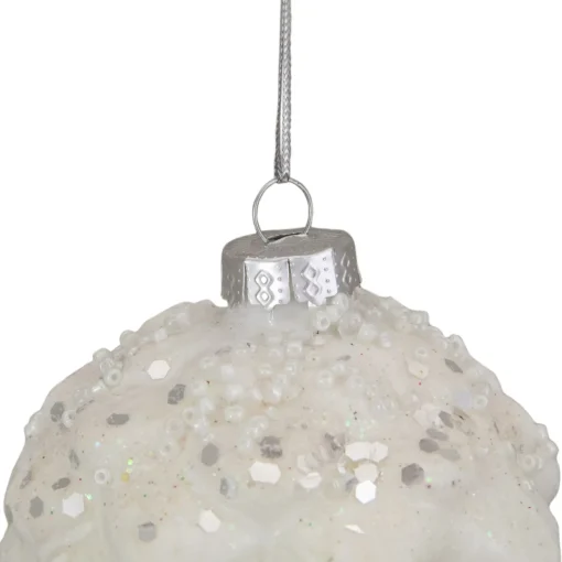3.75" White Frosted Pine Cone Glass Christmas Ornament
