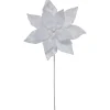 24" White Glittered Poinsettia Christmas Stem Spray
