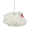 3.75" White Iridescent Glass Swan Christmas Ornament