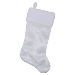 20.5" White Iridescent Glittered Snowflake Christmas Stocking