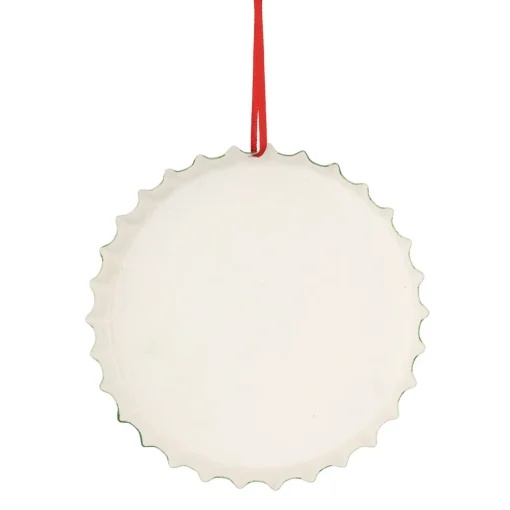 4" White Iron Cap "Fresh Cut Christmas Tress" With a Vintage Truck Ornament