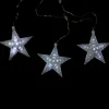 3 White LED Cascading Snowfall Star Christmas Lights - 2 ft Clear Wire