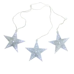3 White LED Cascading Snowfall Star Christmas Lights - 2 ft Clear Wire