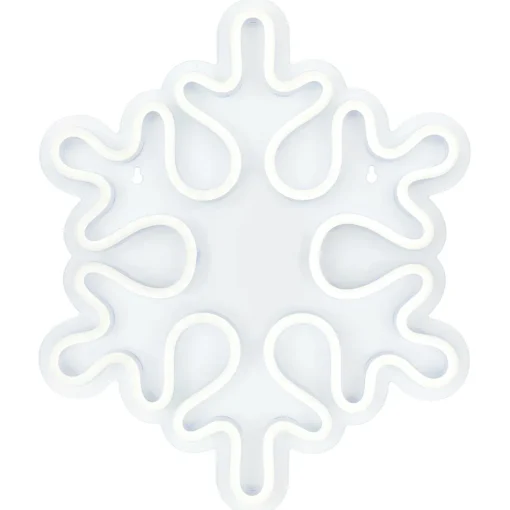 15" White LED Lighted Neon Style Snowflake Christmas Window Silhouette