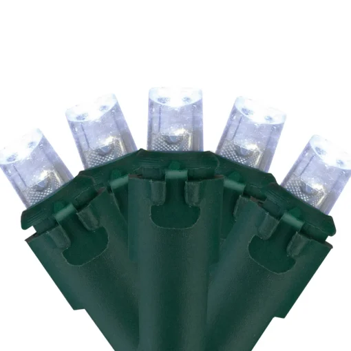100 White LED Wide Angle Christmas Lights - 33 ft Green Wire