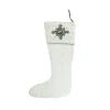 21" White Solid Quilted Christmas Stocking with Beads