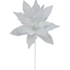 24" Winter White Glittered Poinsettia Christmas Stem Spray