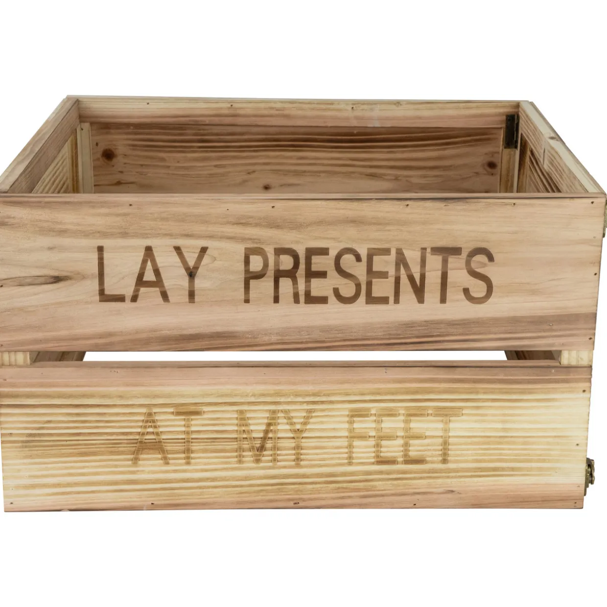 18" Wood Crate "Lay Presents at My Feet" Christmas Tree Collar