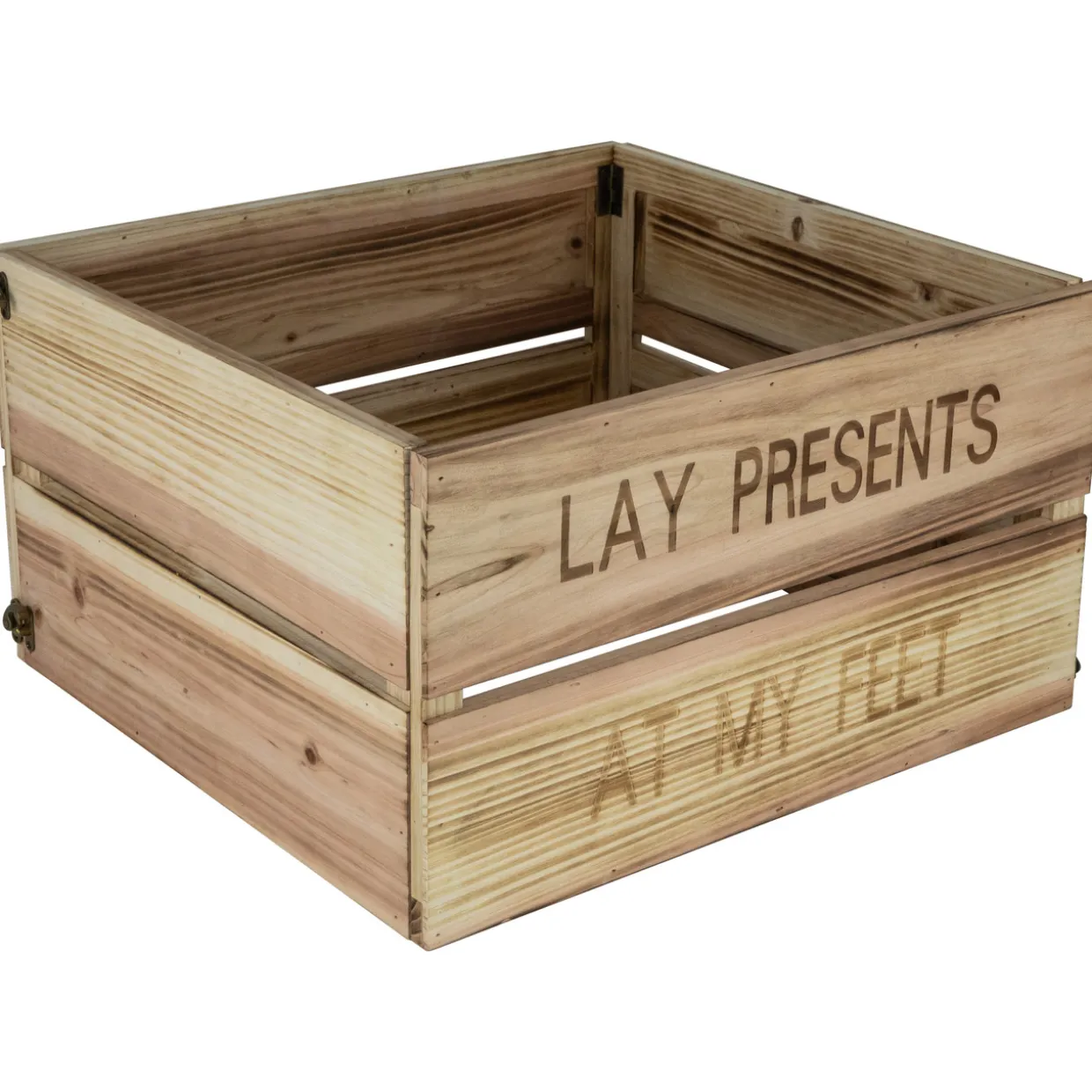 18" Wood Crate "Lay Presents at My Feet" Christmas Tree Collar