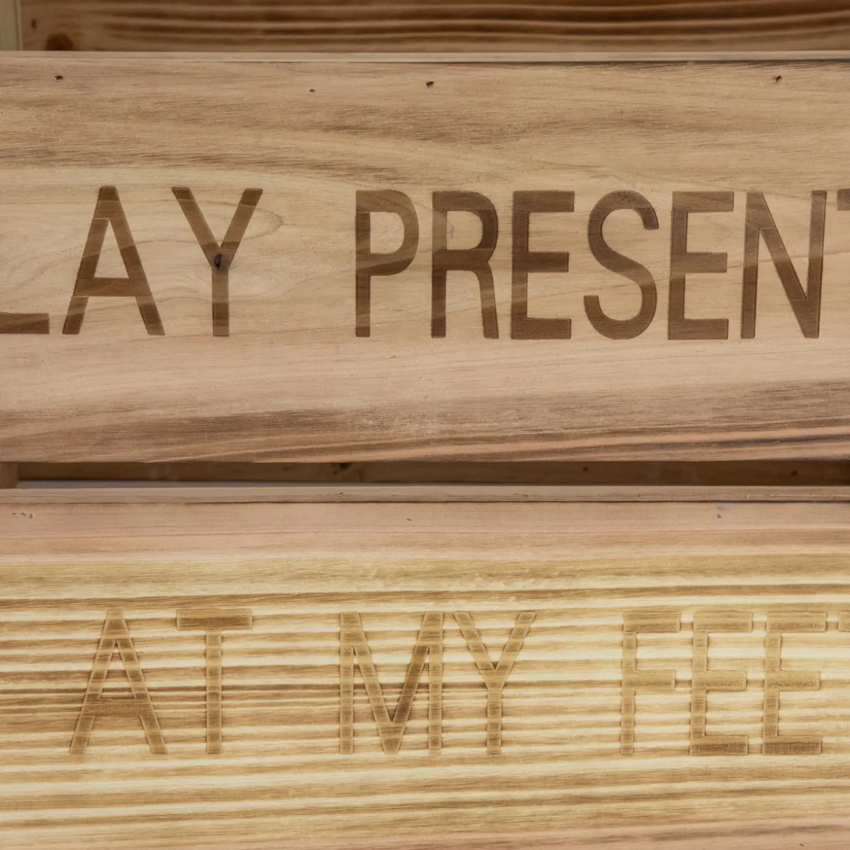18" Wood Crate "Lay Presents at My Feet" Christmas Tree Collar