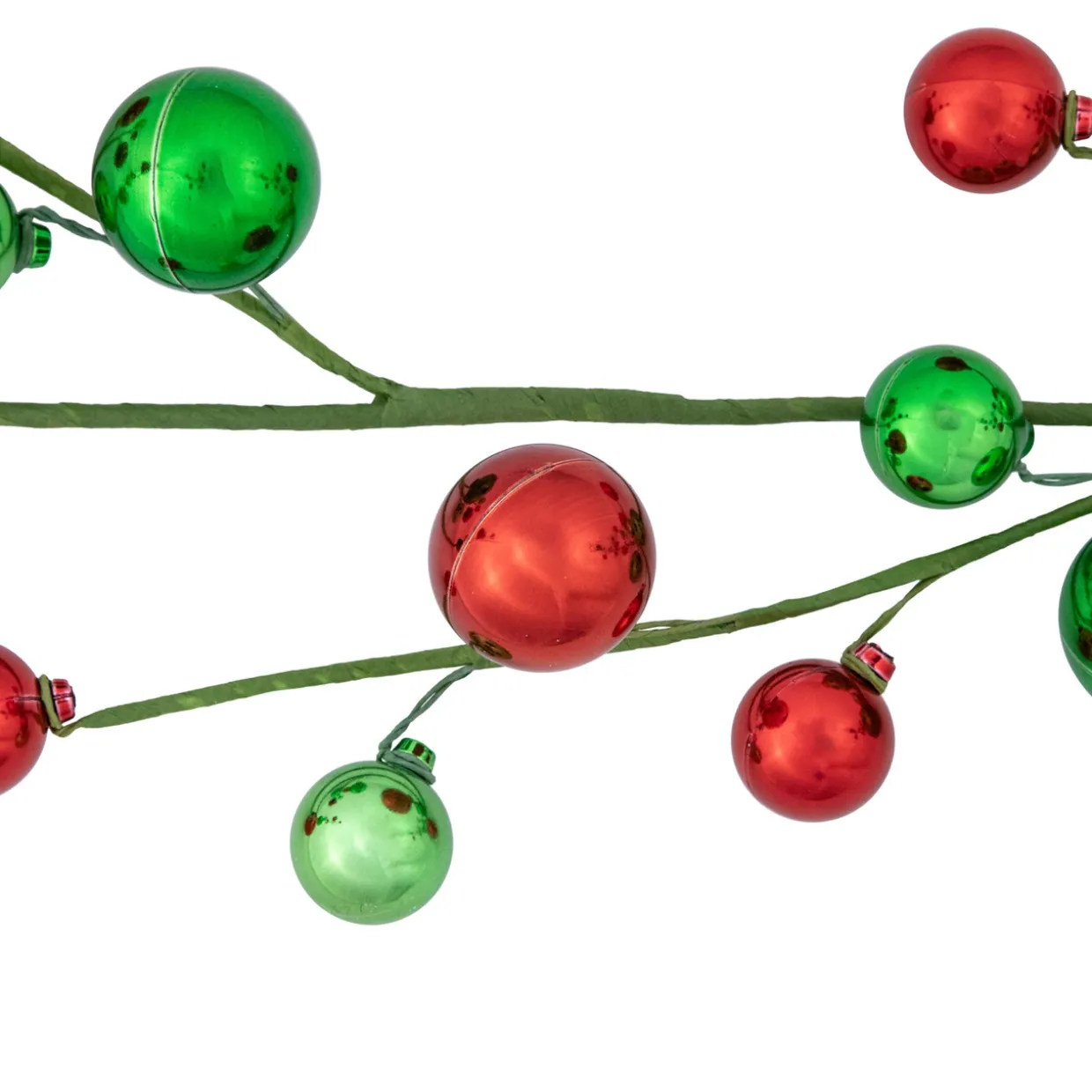 4' x 6" Green and Red Ball Ornament Christmas Garland, Unlit