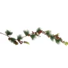 4.5' x 5.5" Green and Red Snow Dusted Artificial Christmas Garland - Unlit