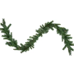 9' x 12" Green Pre-Lit Beaver Pine Artificial Christmas Garland, Clear Lights