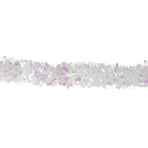 12' x 3" Iridescent and Snowblush Wide Cut Tinsel Christmas Garland - Unlit