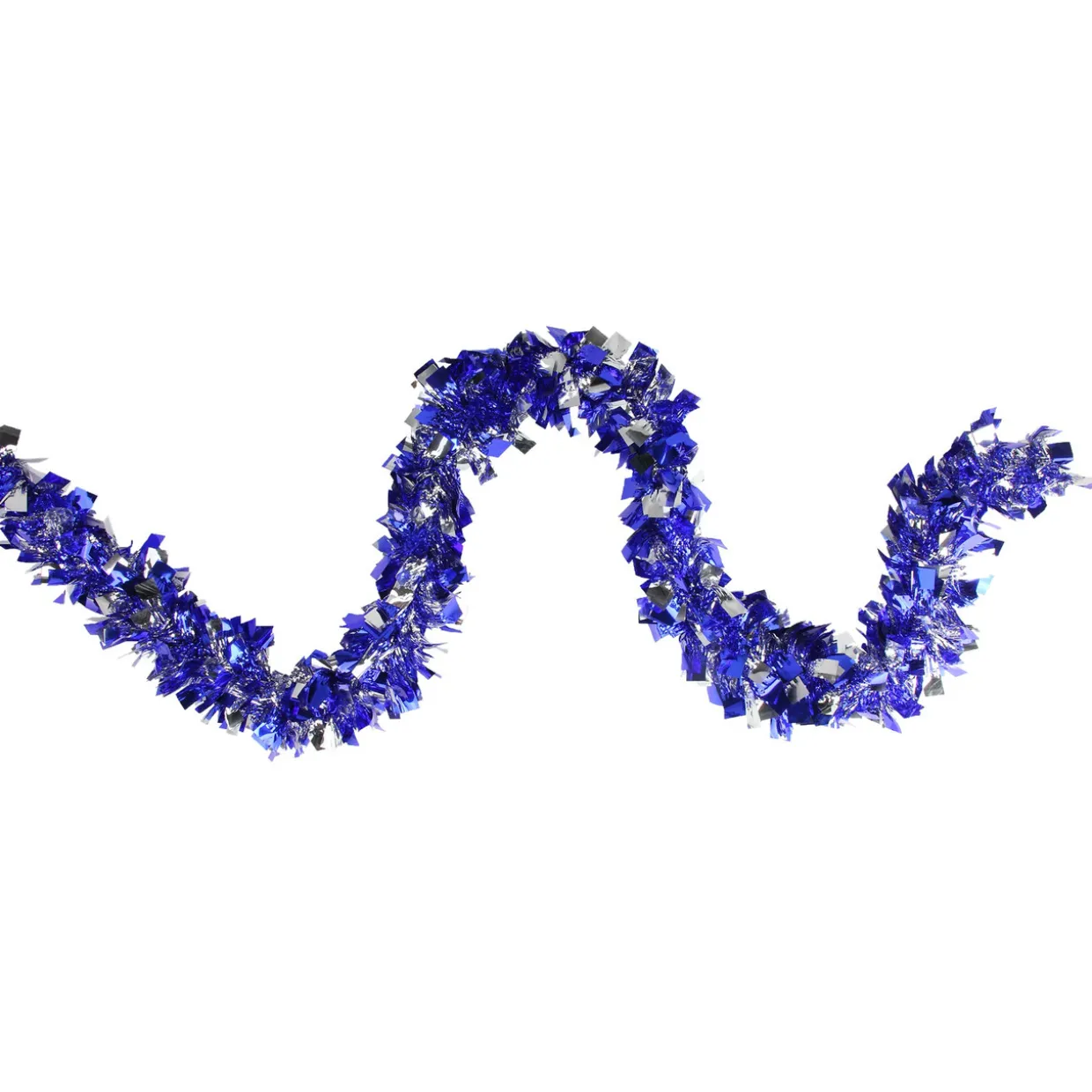 12' x 4" Lavish Blue and Silver Boa Wide Cut Tinsel Christmas Garland - Unlit