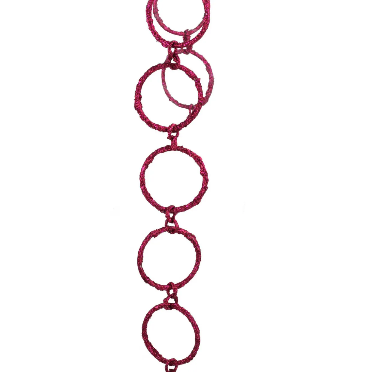 5' x 1.75" Pink Sparkling Glitter Round Circle Chain Artificial Christmas Garland - Unlit