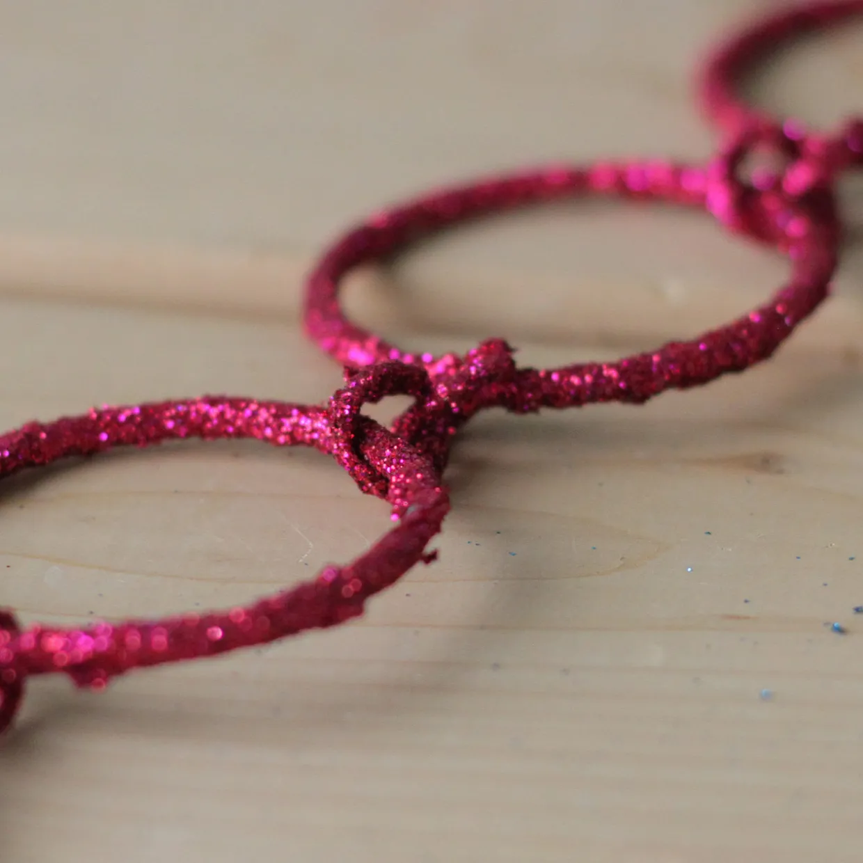 5' x 1.75" Pink Sparkling Glitter Round Circle Chain Artificial Christmas Garland - Unlit