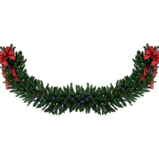 25' x 20" Pre-Lit Buffalo Fir Artificial Christmas Garland - Multi-Color LED Lights