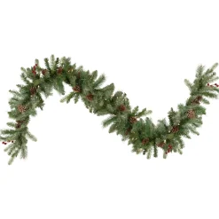 9' x 12 Pre-Lit Snowy Waterloo Pine Artificial Christmas Garland - Clear Lights