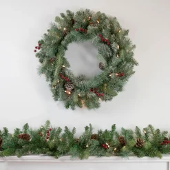 9' x 12 Pre-Lit Snowy Waterloo Pine Artificial Christmas Garland - Clear Lights