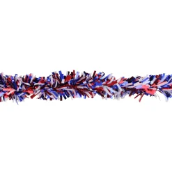 12' x 4" Red and Blue Wide Cut Patriotic Tinsel Christmas Garland - Unlit