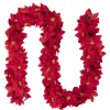 6' x 3" Red Artificial Poinsettia Floral Christmas Garland - Unlit