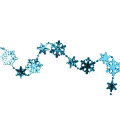 8' x 1" Shiny Blue Snowflakes Beaded Christmas Garland