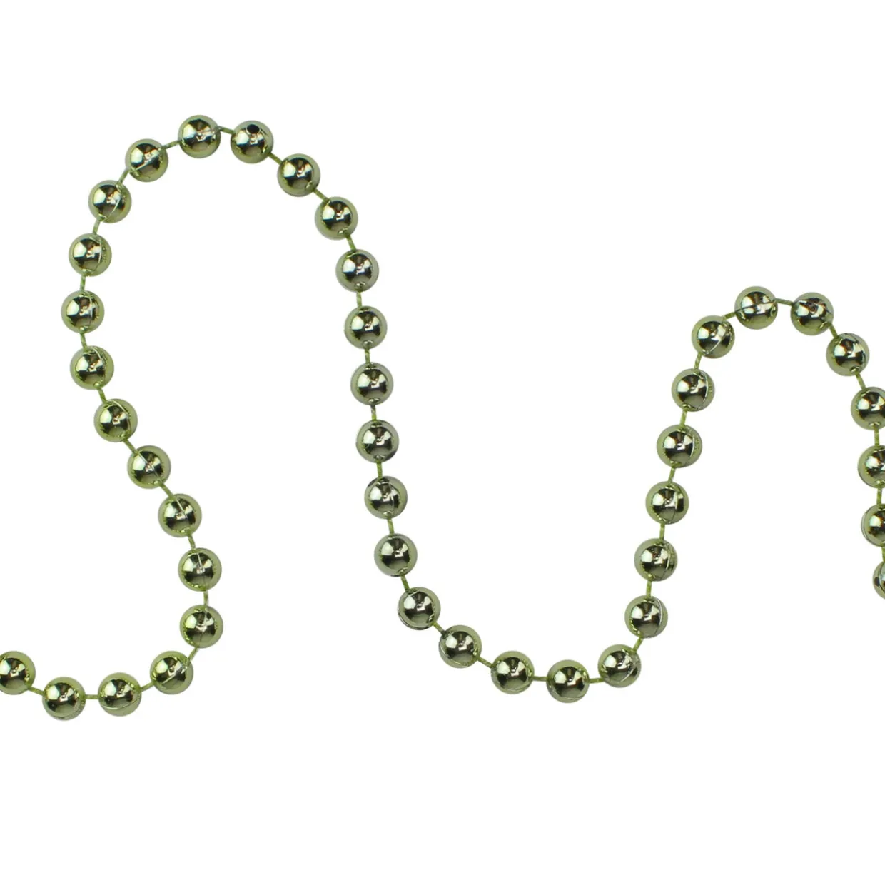 15' x 0.25" Shiny Metallic Lime Green Beaded Artificial Christmas Garland - Unlit