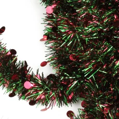 50' x 2.5" Shiny Red and Green Tinsel Artificial Christmas Garland - Unlit