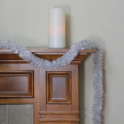 12' x 2.25" Shiny Silver Snowblush Christmas Garland - Unlit