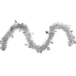 50" x 2.75' Silver Snowflakes Tinsel Artificial Christmas Garland - Unlit