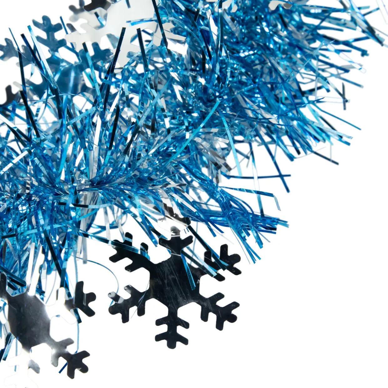12' x 3" Sky Blue and Silver Snowflakes Christmas Tinsel Garland - Unlit