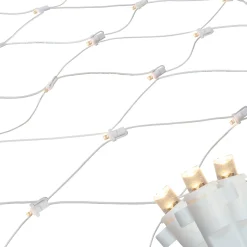 4' x 6' Warm White LED Wide Angle Net Style Christmas Lights, White Wire