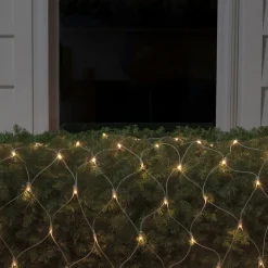 4' x 6' Warm White LED Wide Angle Net Style Christmas Lights, White Wire