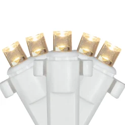 2' x 8' Warm White LED Wide Angle Net Style Column Wrap Christmas Lights, White Wire