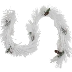 6' x 10" White Flocked Artificial Christmas Garland with Pine Cones, Unlit