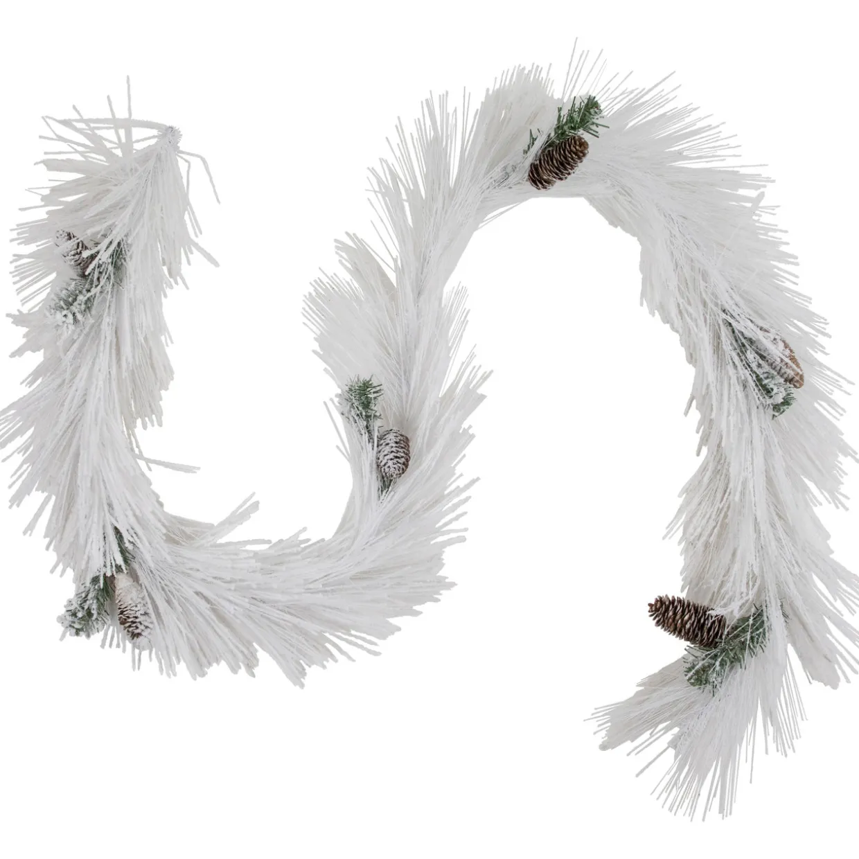 6' x 10" White Flocked Artificial Christmas Garland with Pine Cones, Unlit