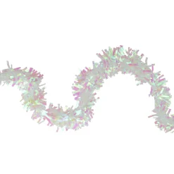 50' x 4" White Iridescent Wide Cut Tinsel Christmas Garland - Unlit