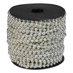 66' x 4mm Metallic Silver Beaded Artificial Christmas Garland - Unlit