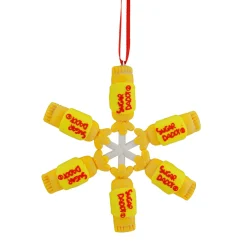 4" Yellow and Red Tootsie Roll Sugar Daddy Lollipop Snowflake Christmas Ornament