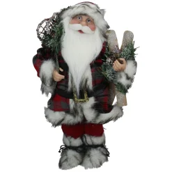 Alpine Chic Standing Santa Claus with Snowshoes and Skis Christmas Figure - 16"