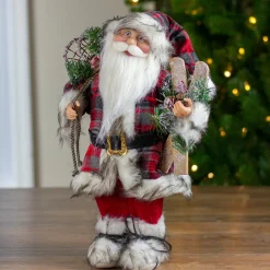 Alpine Chic Standing Santa Claus with Snowshoes and Skis Christmas Figure - 16