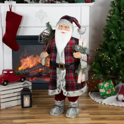 Alpine Santa Claus with Snowshoes and Skis Christmas Figure - 36"