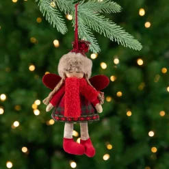 Angel Girl with Knitted Winter Hat Christmas Ornament - 8.5"